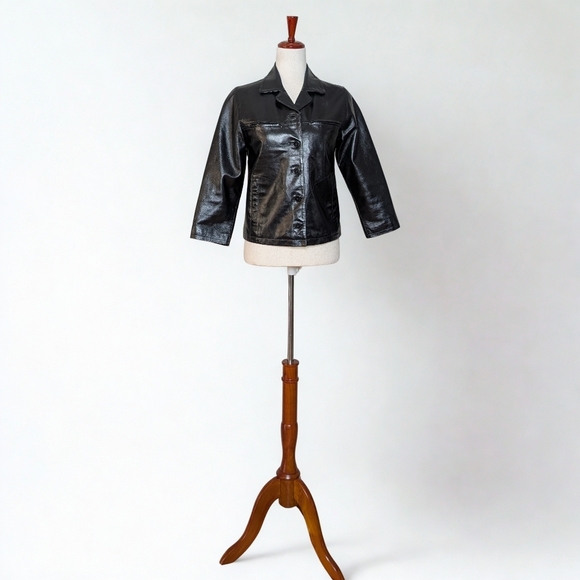 Vintage Y2K The Gap Women's Black Genuine Leather Jacket Size Medium - Picture 3 of 15